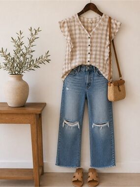 Coop Heart by Matilda Jane Gingham Blouse | Size Large| Button Front